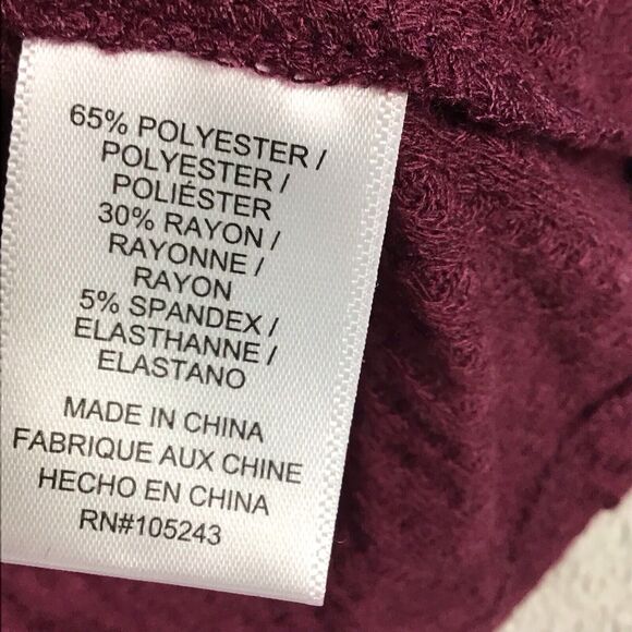 Bobeau Women’s Small Red Cowl Neck Long Sleeve Blouse Soft Stretch Waffle Knit - Picture 6 of 15